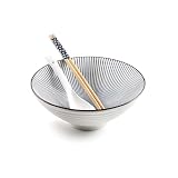IBILI - Set para Ramen Hakata, Cuenco + Cuchara + 2 Palillos, Porcelana