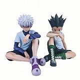 Zhongkaihua Gon Freecss Sentado Anime Figura Mini Estatua Killua Zoldyck Figura Modelo de PVC Adorno de Escritorio Conjuntos de 2