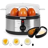 Duronic EB35 BK Hervidor de Huevos Eléctrico 350 W para 7 Huevos | Cuece Huevos Duros, Mollet y Pasados por Agua, Prepara 2 Tipos a la Vez, Termostato y Minutero, Avisador Acústico