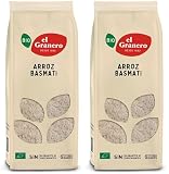 El Granero Integral - Arroz Basmati Ecológico - Grano Largo y Aromático - Ideal para Platos Orientales y Guarniciones - Apto para Veganos - 500 g (Paquete de 2)