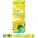 AROMASENSES Incienso Limón Sac | Pack de Caja de 6 Tubos Hexagonales con 20 Varillas | Sahumerio con Notas Cítricas y Frescas, Sensación de Claridad y Vitalidad | Incienso de La India