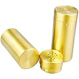 ANCLLO Juego de 2 botellas de acero inoxidable de estilo simple para condimentos, sal y pimienta, condimentos, especias y condimentos, herramientas de cocina, color dorado