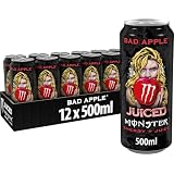 Monster Energy Juiced Bad Apple, Bebida Energética, Pack 12 x 500 ml | Refresco energético con cafeína, taurina, ginseng, vitaminas B, sabor zumo de manzana, energía prolongada