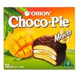 Orion Choco Pie Mango 360g – 12 Pastelitos con Chocolate y Relleno de Mango y Marshmallow