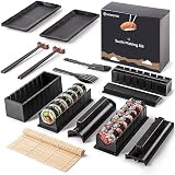 Virklyee 17 Piezas Set de Sushi Sushi Kit Completo para Moldes para hacer Sushi en casa Adecuado para principiantes Sushi Utensilios con Formas Únicas y Divertidas Fácil de limpiar (Negro)